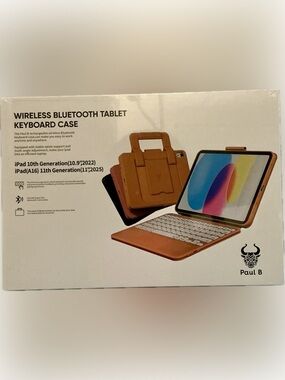 NEW Paul B Wireless Bluetooth Keyboard Case for iPad 10th/11th Gen